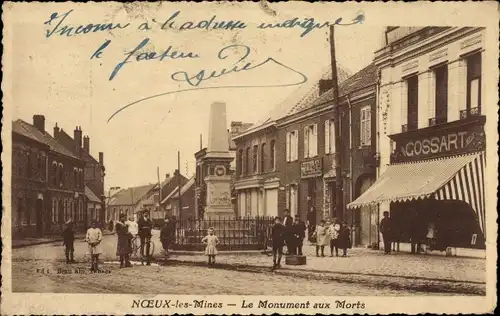 Ak Nœux Noeux les Mines Pas de Calais, Le Monument aux Morts