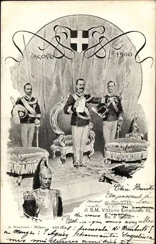 Ak Giuramento di SM Vittorio Emanuele III, Re d'Italia, Agosto 1900