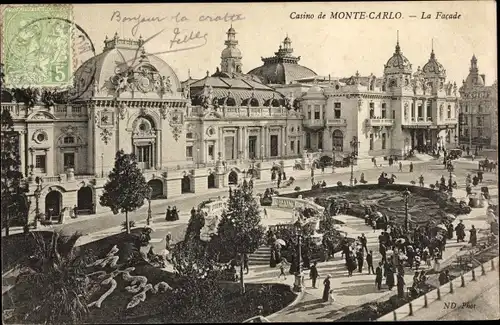 Ak Monte Carlo Monaco, Le Casino, La Façade, Passanten