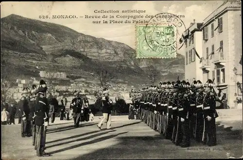 Ak Monaco, Rezension der Compagnie des Carabiniers auf dem Place du Palais