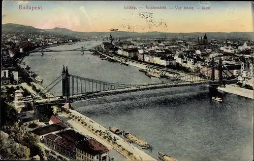 Ak Budapest Ungarn, Stadtpanorama