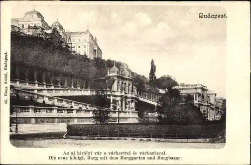Ak Budapest Ungarn, neue königliche Burg, Burggarten, Burgbazar
