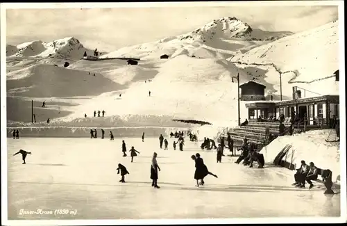 Ak Innerarosa Arosa Kt. Graubünden, Hotel, Schlittschuh Partie