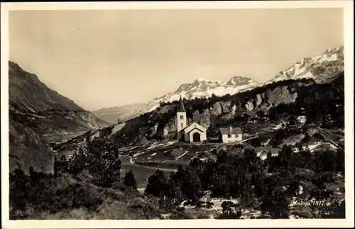 Ak Maloja Kanton Graubünden, Kirche mit Umgebung