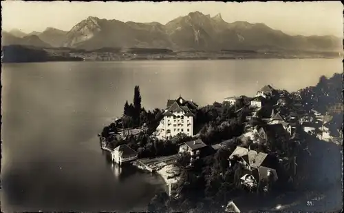 Ak Gunten am Thunersee Bern, Stockhorn, Luftbild