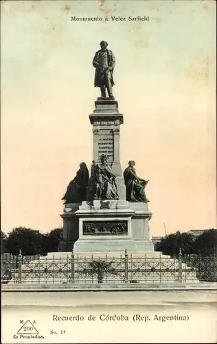 Ak Córdoba Argentinien, Monumento a Velez Sarfield
