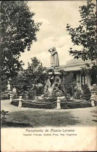 Ak Buenos Aires Argentinien, Monumento de Alsacia-Lorraina, Hospital Frances