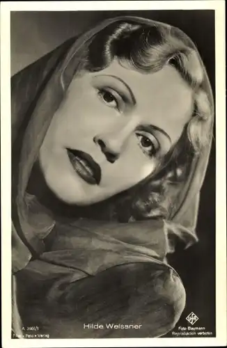 Ak Schauspielerin Hilde Weissner, Portrait