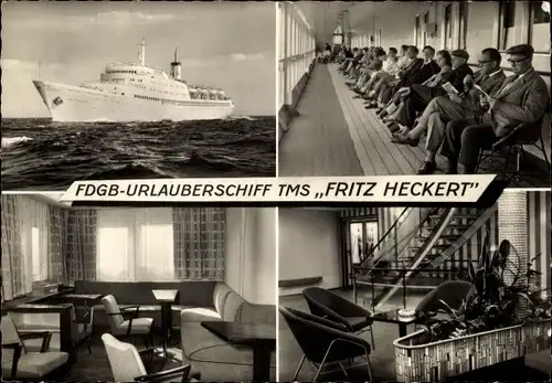 Ak FDGB Urlauberschiff TMS Fritz Heckert, Innenansicht, Reisende