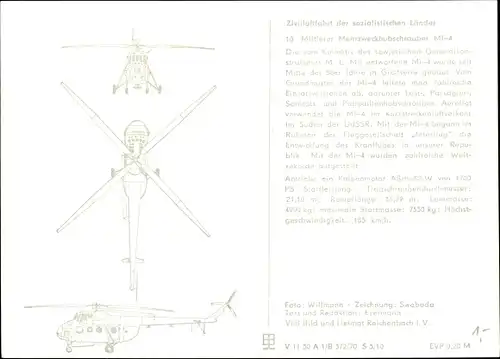 Ak Zivilluftfahrt der sozialistischen Länder, Mittlerer Mehrzweckhubschrauber Mil Mi 4, Interflug