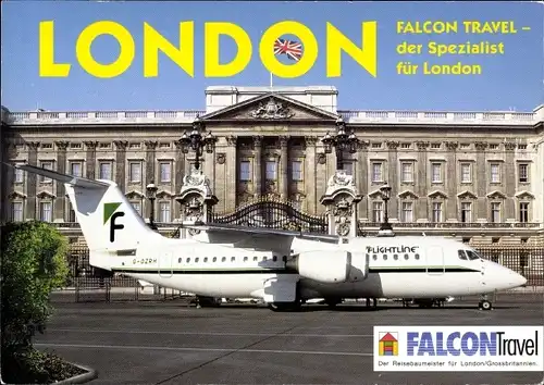 Ak Passagierflugzeug Falcon Travel Flightline, London, Buckingham Palace