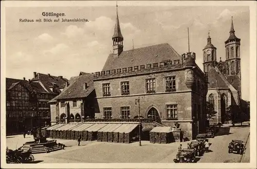 Ak Göttingen in Niedersachsen, Rathaus, Johanniskirche