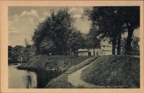 Ak Stade in Niedersachsen, Partie am Jugendheim