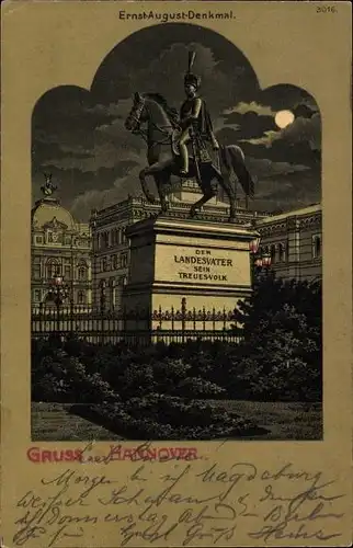 Mondschein Litho Hannover in Niedersachsen, Ernst-August-Denkmal