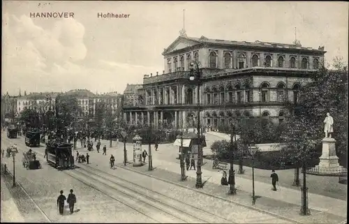 Ak Hannover in Niedersachsen, Hoftheater, Straßenbahn
