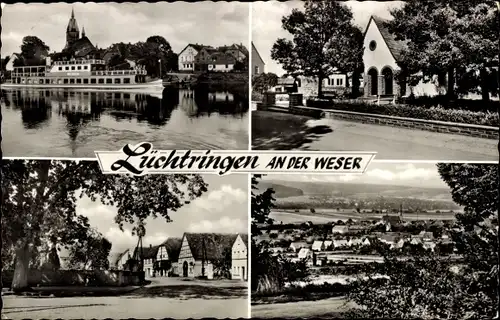 Ak Lüchtringen Höxter an der Weser, Schiff, Straßenansicht, Ortsansicht