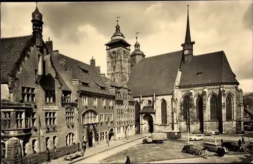 Ak Schmalkalden im Thüringer Wald, Altmarkt mit Rathaus, Kirche