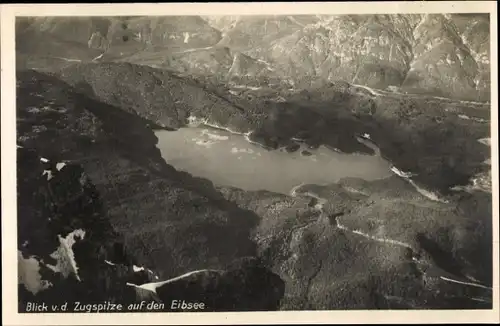 Ak Grainau in Oberbayern, Eibsee von der Zugspitze aus