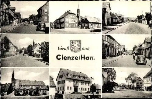 Ak Clenze in Niedersachsen, Wappen, Ortsansichten, Straßenpartie