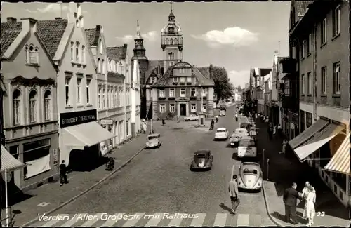 Ak Verden an der Aller, Großestraße mit Rathaus