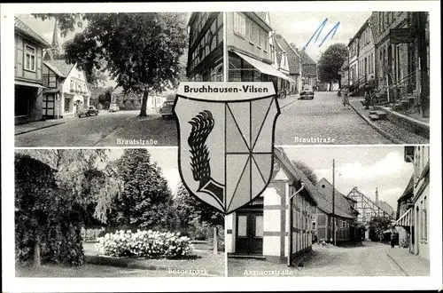 Wappen Ak Bruchhausen Vilsen Niedersachsen, Brautstraße, Bürgerpark, Assesorstraße