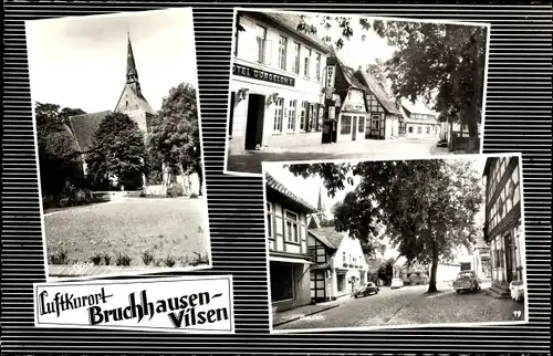 Ak Bruchhausen Vilsen Landkreis Diepholz, Kirche, Bahnhofstraße, Brautstraße