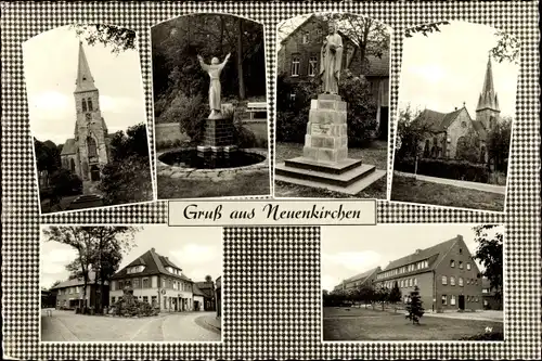 Ak Neuenkirchen Vörden in Oldenburg, Kirche, Denkmal, Straßenpartie