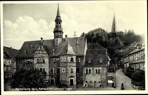 Ak Blankenburg am Harz, Rathaus, Schloss, Kirche