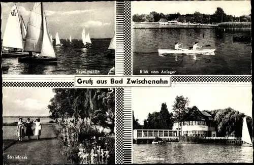 Ak Bad Zwischenahn in Oldenburg, Segelregatta, Blick vom Anleger, Strandpark, Fährhaus