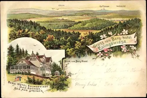 Litho Bad Sachsa, Berg Hotel Eulingswiese von Aug. Dreger, Panorama