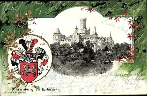 Präge Wappen Passepartout Ak Schulenburg Pattensen an der Leine, Marienburg