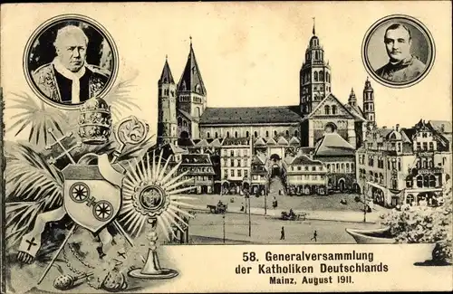 Ak Mainz am Rhein, Generalversammlung der Katholiken Deutschlands 1911, Wappen