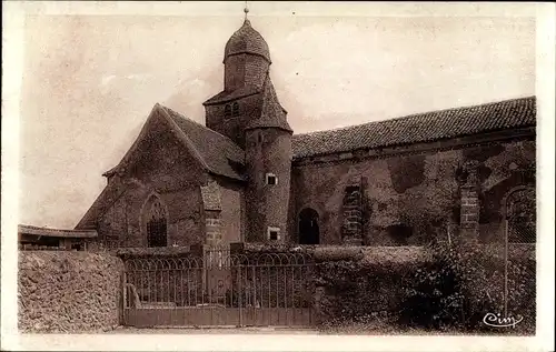 Ak Lucenay l&#39;Évêque Saône et Loire, alte Kirche aus dem 12. Jahrhundert