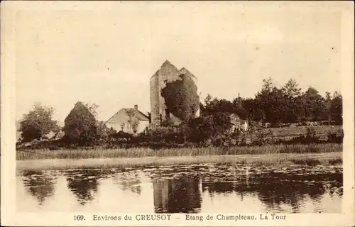 Ak Le Creusot Saône et Loire, Etang de Champiteau, La Tour