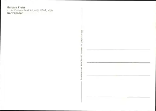 Ak Schauspielerin Barbara Freier, Der Fahnder, Portrait, Autogramm