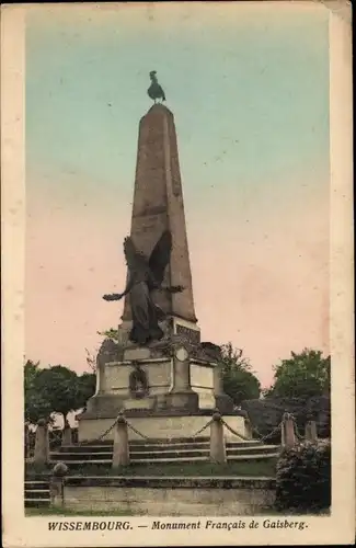 Ak Wissembourg Weissenburg Alsace Bas Rhin, Französisches Denkmal von Gaisberg