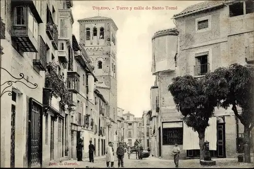 Ak Toledo Kastilien La Mancha Spanien, Torre y calle de Santo Tome