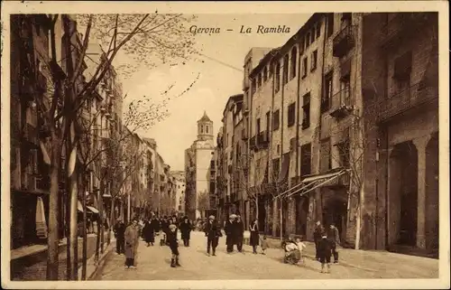 Ak Gerona Girona Katalonien, La Rambla