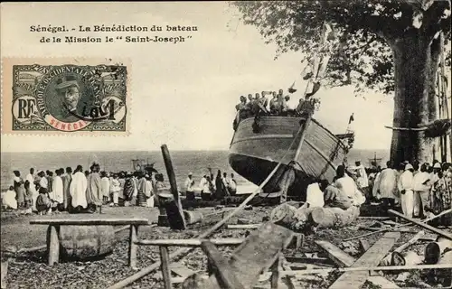 Ak Senegal, Die Segnung des Bootes der Saint Joseph Mission