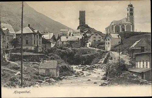 Ak Hospental Kt Uri, Teilansicht