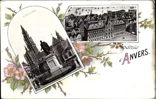 Ak Litho Antwerpen Antwerpen Flandern, Stadt, Kirche, Denkmal