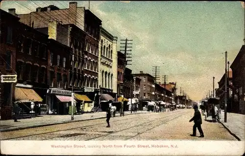 Ak Hoboken New Jersey USA, Washington Straat, Blick nach Norden von der Fourth Street