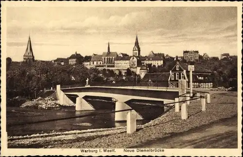 Ak Warburg in Westfalen, Neue Diemelbrücke