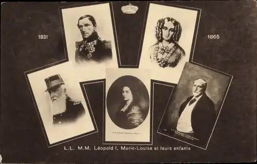 Postkarten-Souvenir zum 100. Jahrestag der Unabhängigkeit 1830 - 1930, Leopold I., Marie Louise