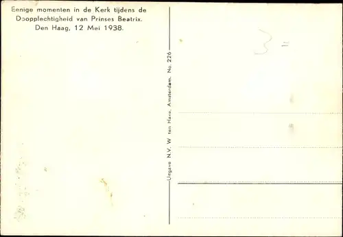 Ak Prinzessin Juliana der Niederlande, Prinz Bernhard, Taufe Prinzessin Beatrix 1938, Den Haag