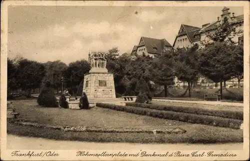 Ak Frankfurt an der Oder, Hohenzollernplatz mit Denkmal d. Prinz Carl Grenadiere