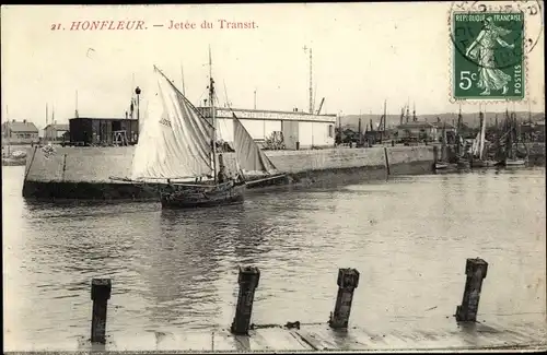 Ak Honfleur Calvados, Jetee du Transit, Segelboot