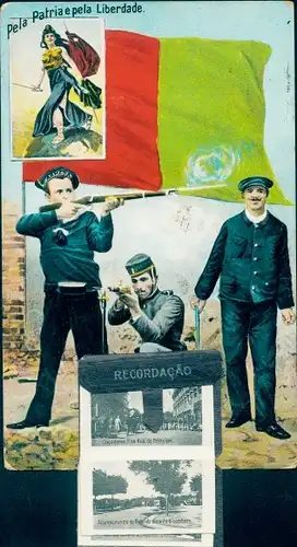 Leporello Ak Lisboa Lissabon Portugal, Stadtansichten, Soldat, Seemann