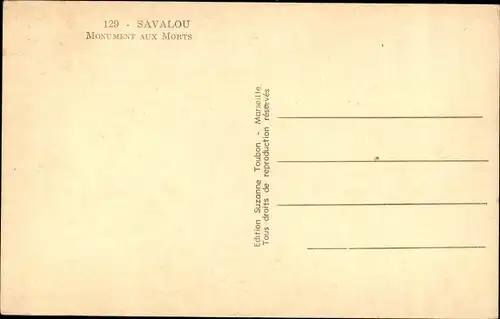 Ak Savalou Benin, Kriegsdenkmal