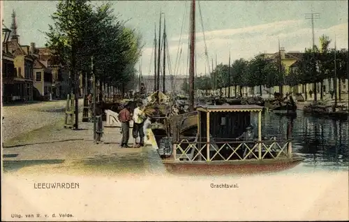 Ak Leeuwarden Friesland Niederlande, Grachtswal